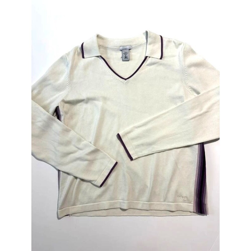 Vintage IZOD Golf Long Sleeve Sweater Women XL V-Neck Pullover Tenniscore